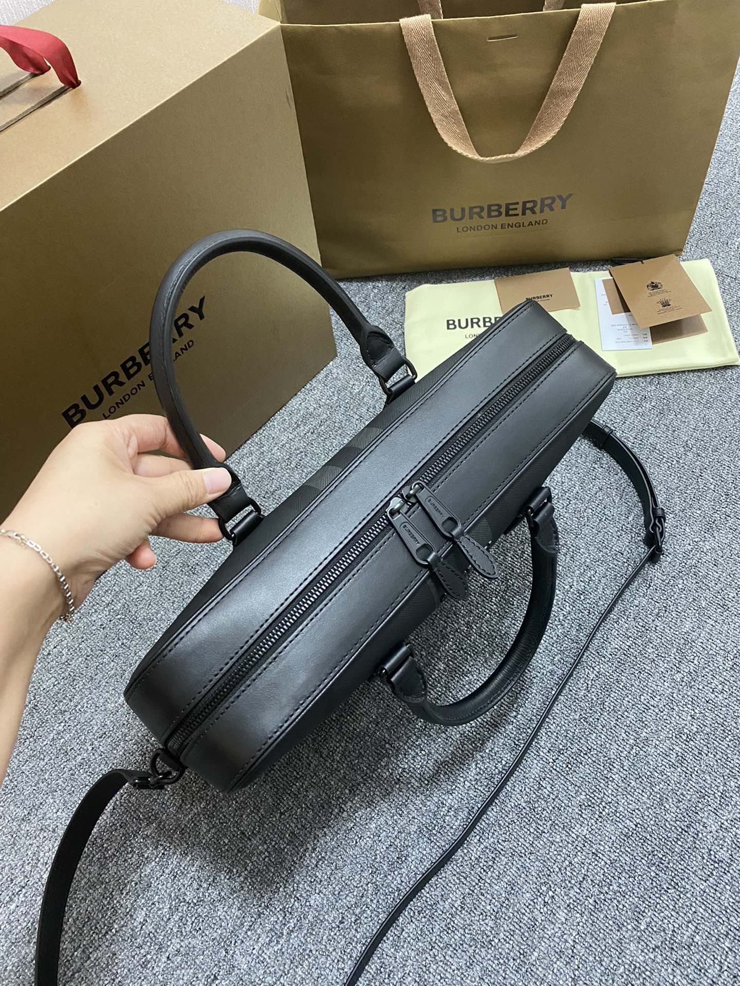 Burberry Ainsworth Briefcase Charcoal briefcase — travel commuting photo 5