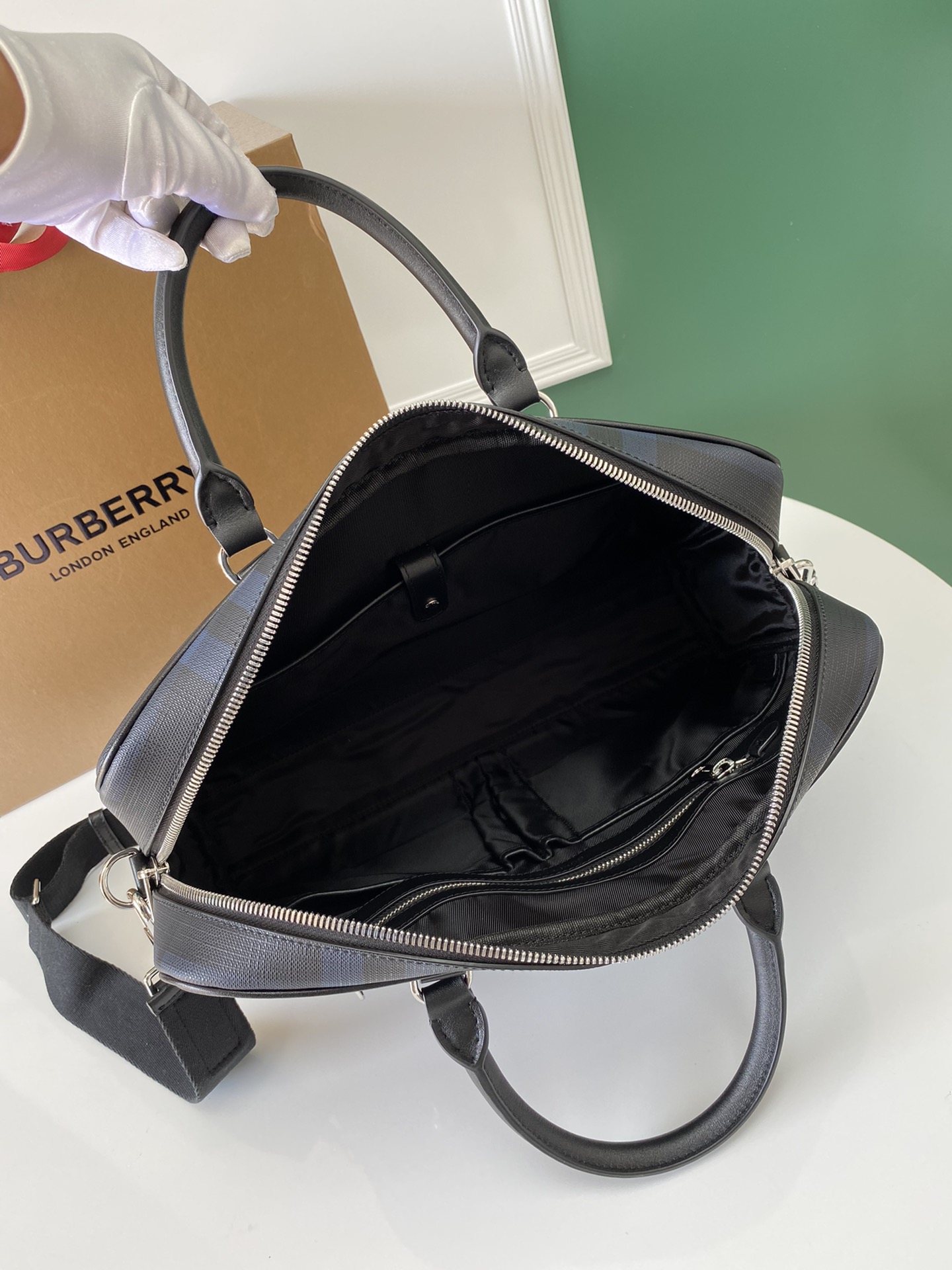 Burberry Ainsworth London Check Briefcase Charcoal briefcase photo 1