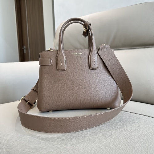 Burberry Banner Bag in Grainy Leather with Vintage Check Detail, Taupe 1 Burberry Banner Bag in Grainy Leather with Vintage Check Detail, Taupe