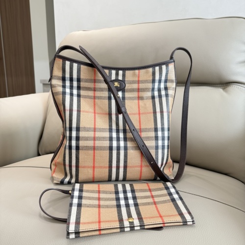 Burberry Cotton Linen Blend Tote Bag with Burberry Check and Leather Trim 1 Burberry Cotton Linen Blend Tote Bag with Burberry Check and Leather Trim