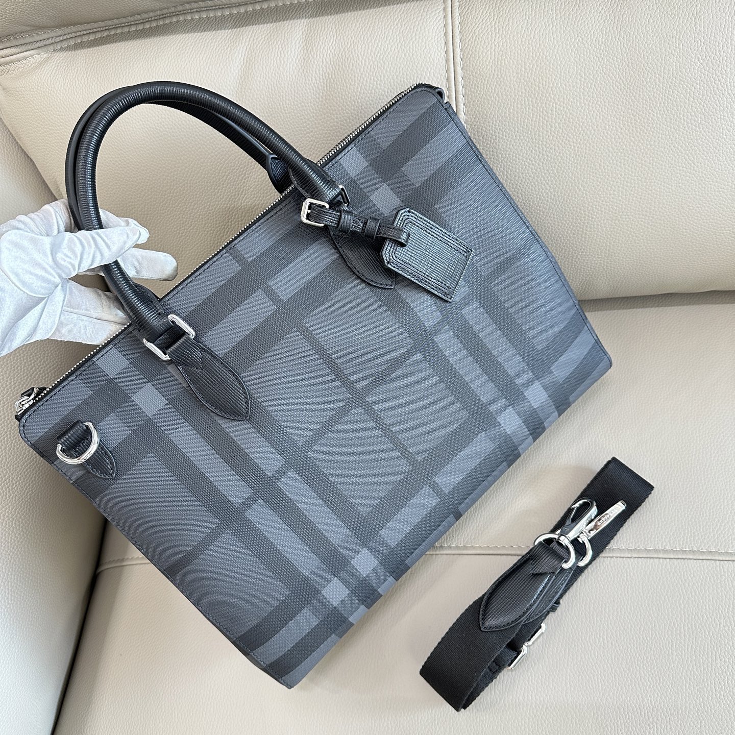 Burberry Briefcase Grey Check small business