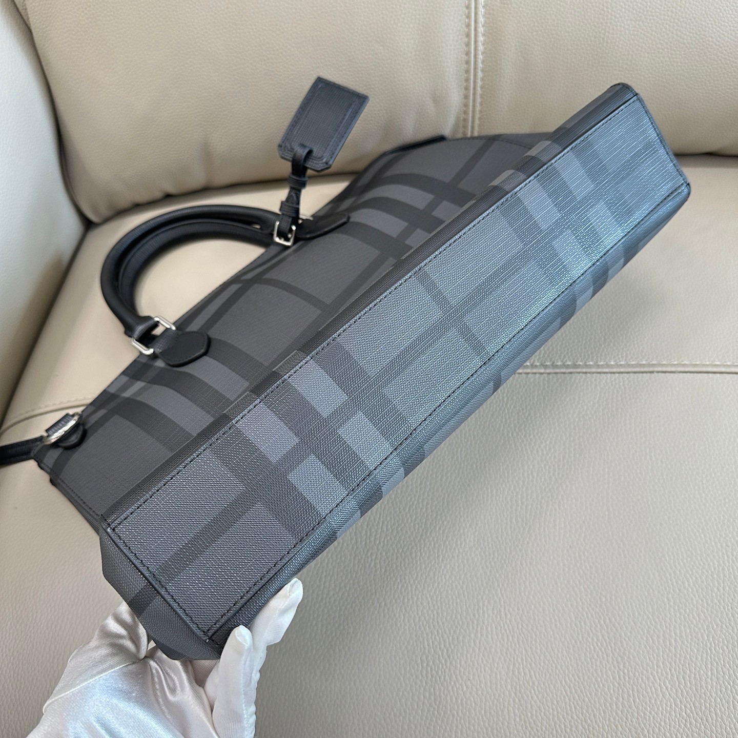 Burberry London Check Briefcase Charcoal travel bag photo 5