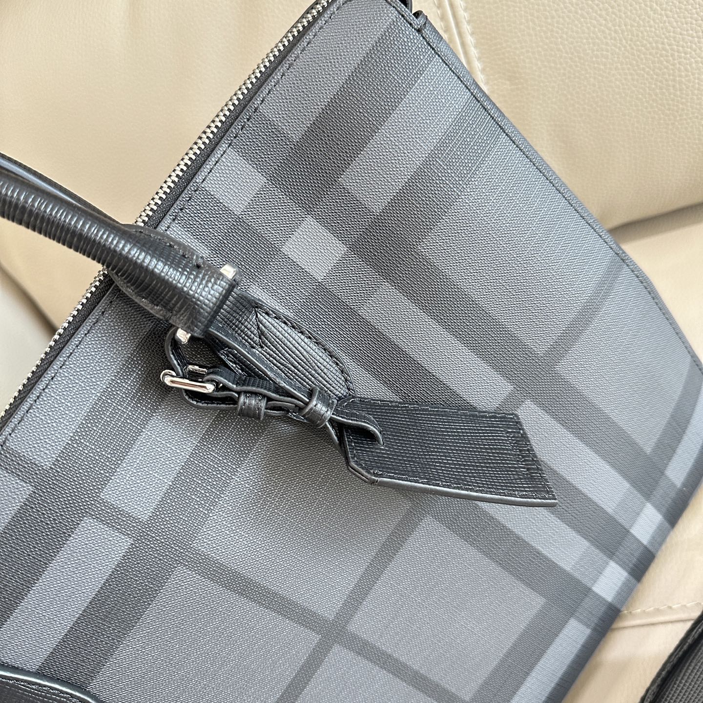 Burberry London Check Briefcase Charcoal travel bag photo 4
