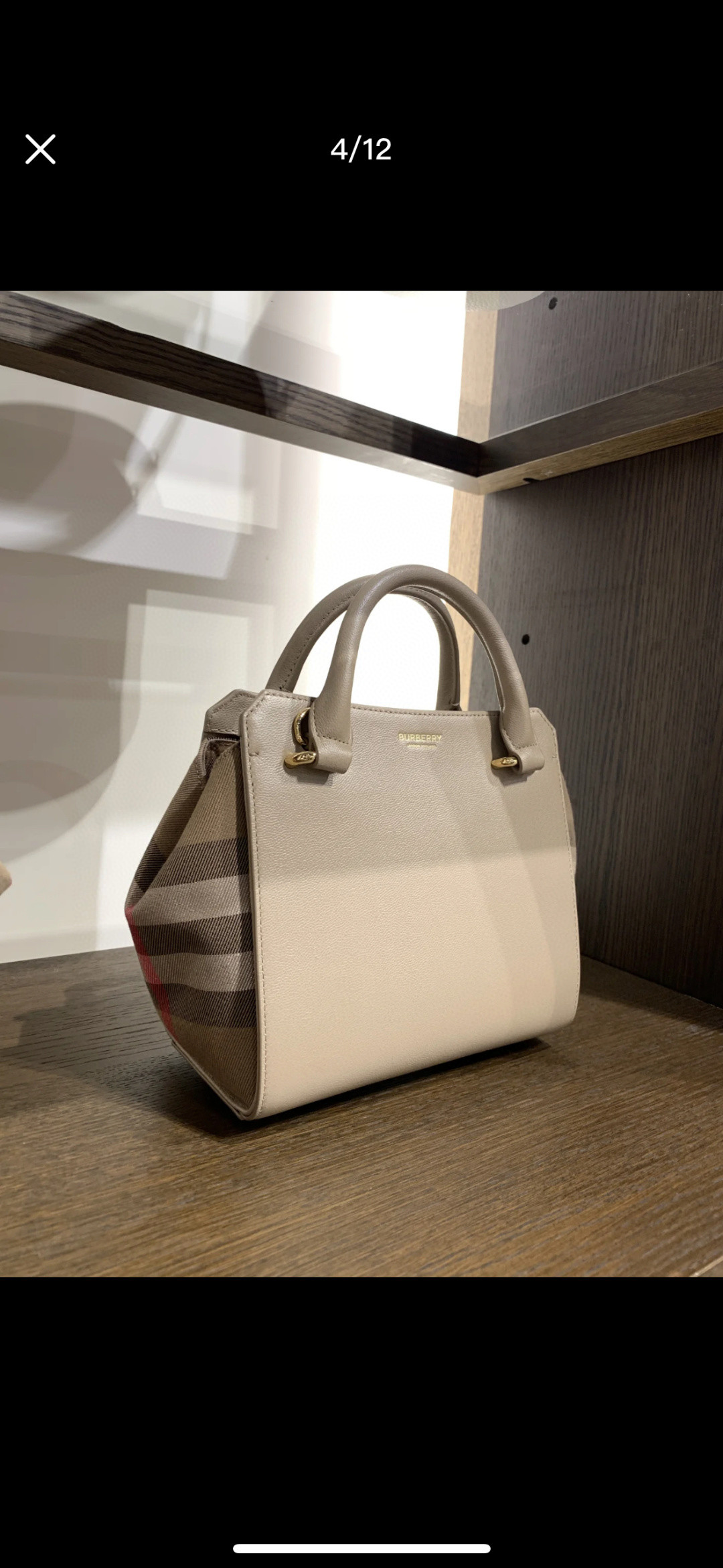 Burberry bag B's handbag crossbody bag, classic cotton plaid canvas and cowhide, bag zipper design, both sides can be folded and unfolded, multiple carrying methods, great upper body effect, size: 21/20/13 — photo 2