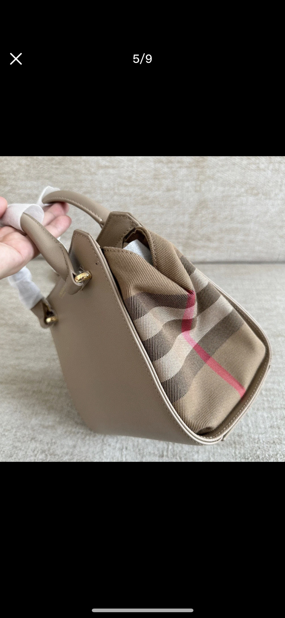 Burberry bag B's handbag crossbody bag, classic cotton plaid canvas and cowhide, bag zipper design, both sides can be folded and unfolded, multiple carrying methods, great upper body effect, size: 21/20/13 — photo 8