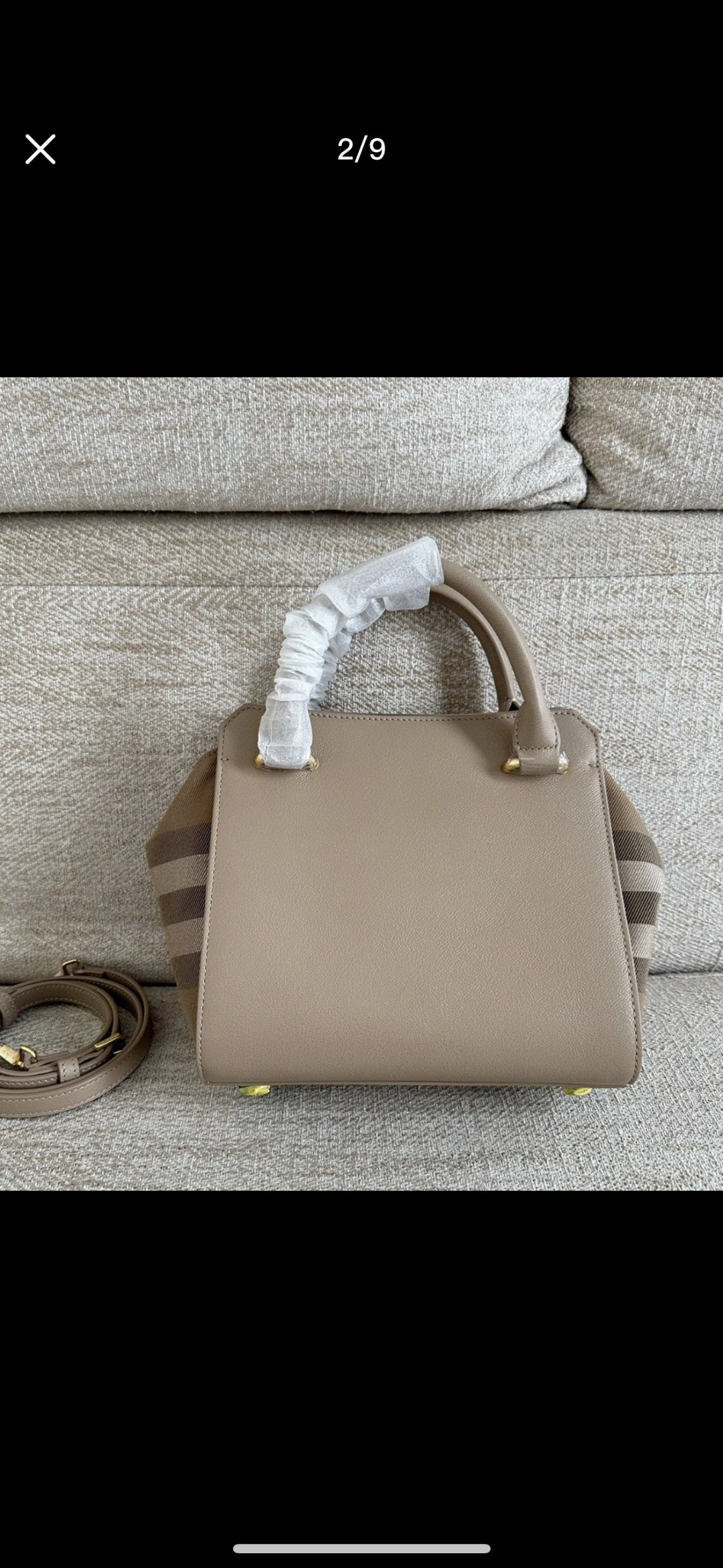 Burberry bag B's handbag crossbody bag, classic cotton plaid canvas and cowhide, bag zipper design, both sides can be folded and unfolded, multiple carrying methods, great upper body effect, size: 21/20/13 — photo 7