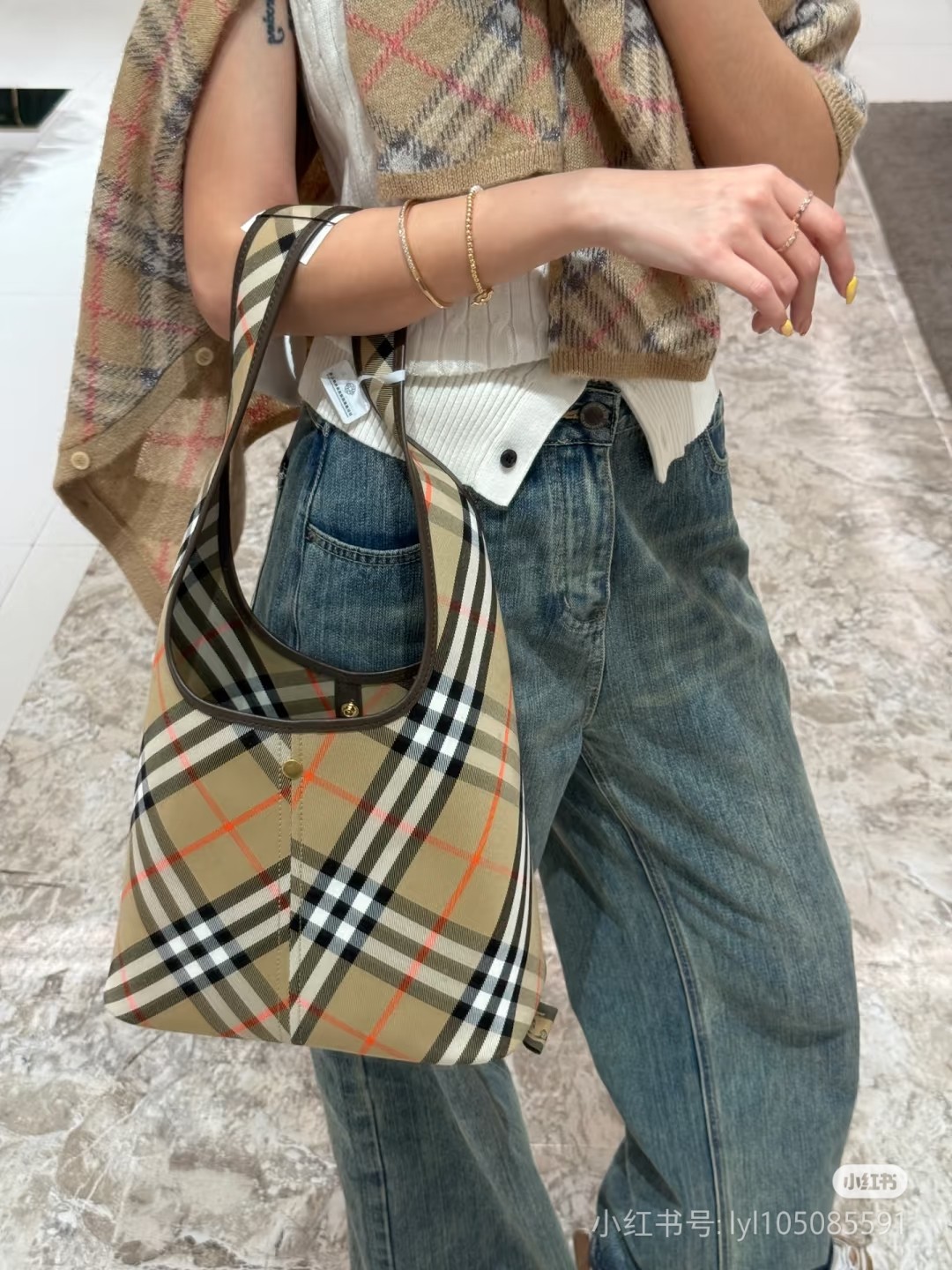 Burberry Check Sand small shoulder