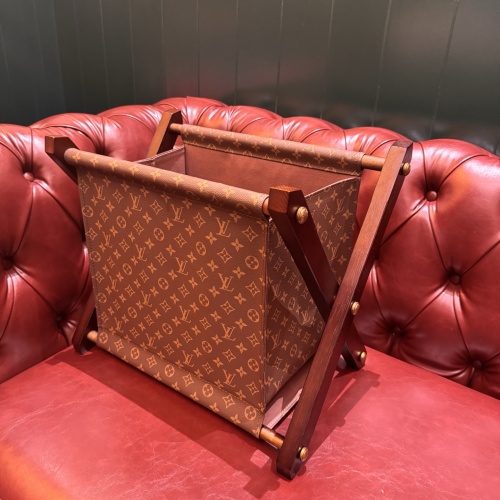 Louis Vuitton Vintage Wooden Storage Basket with Classic Monogram Canvas 1 Louis Vuitton Vintage Wooden Storage Basket with Classic Monogram Canvas