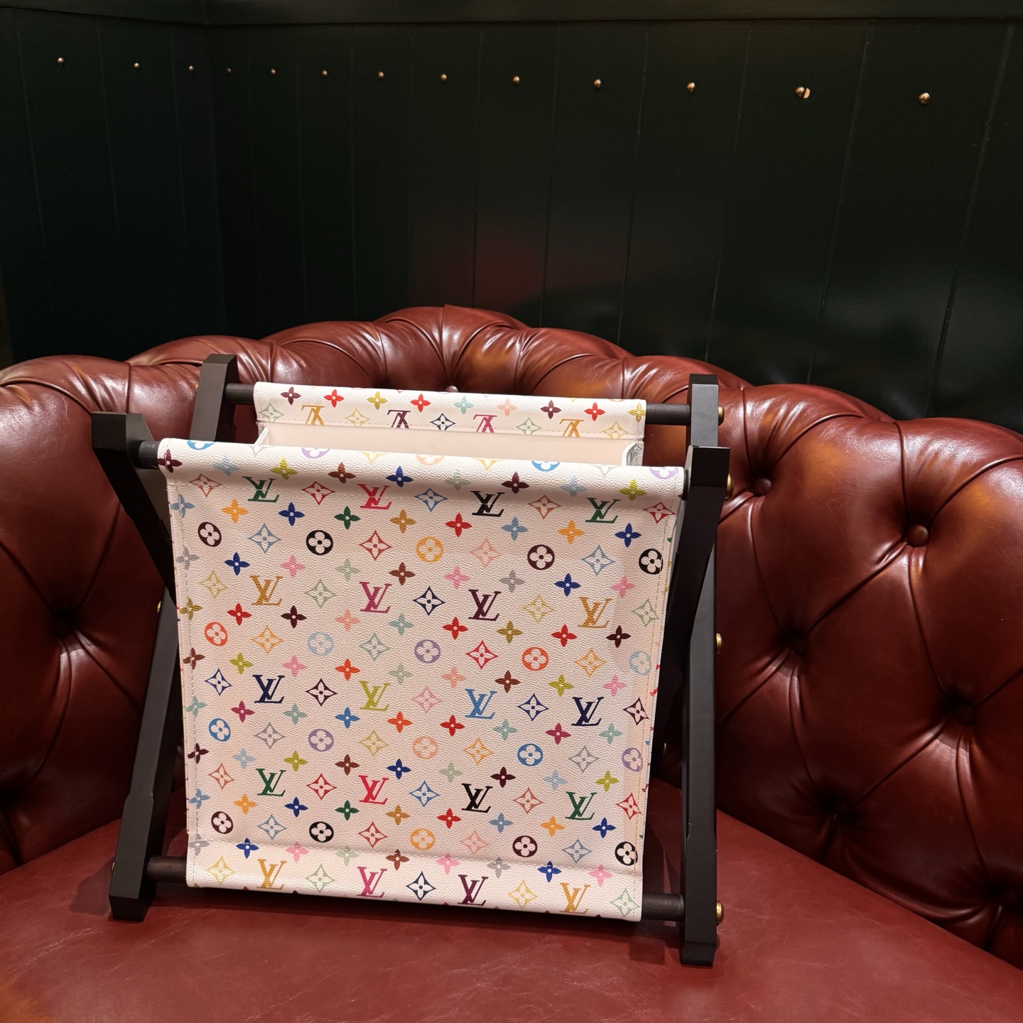 Louis Vuitton Vintage Wooden Storage Basket Murakami Takashi White Multicolor