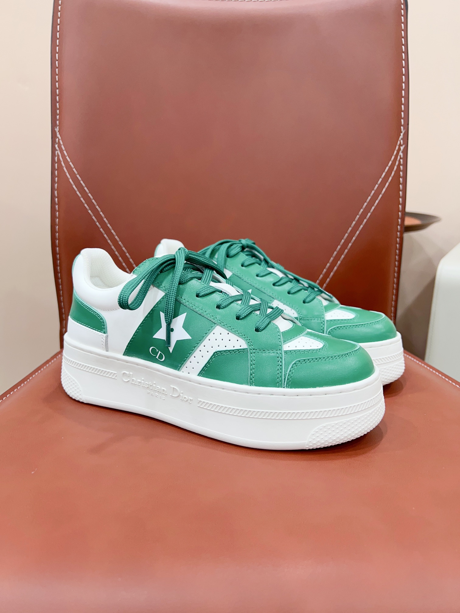 Dior Skateboard Shoes Sneakers Platform Shoes Practical And Versatile Replica Designer
 Green White Printing Calfskin Cowhide Rubber TPU Spring/Summer Collection Casual