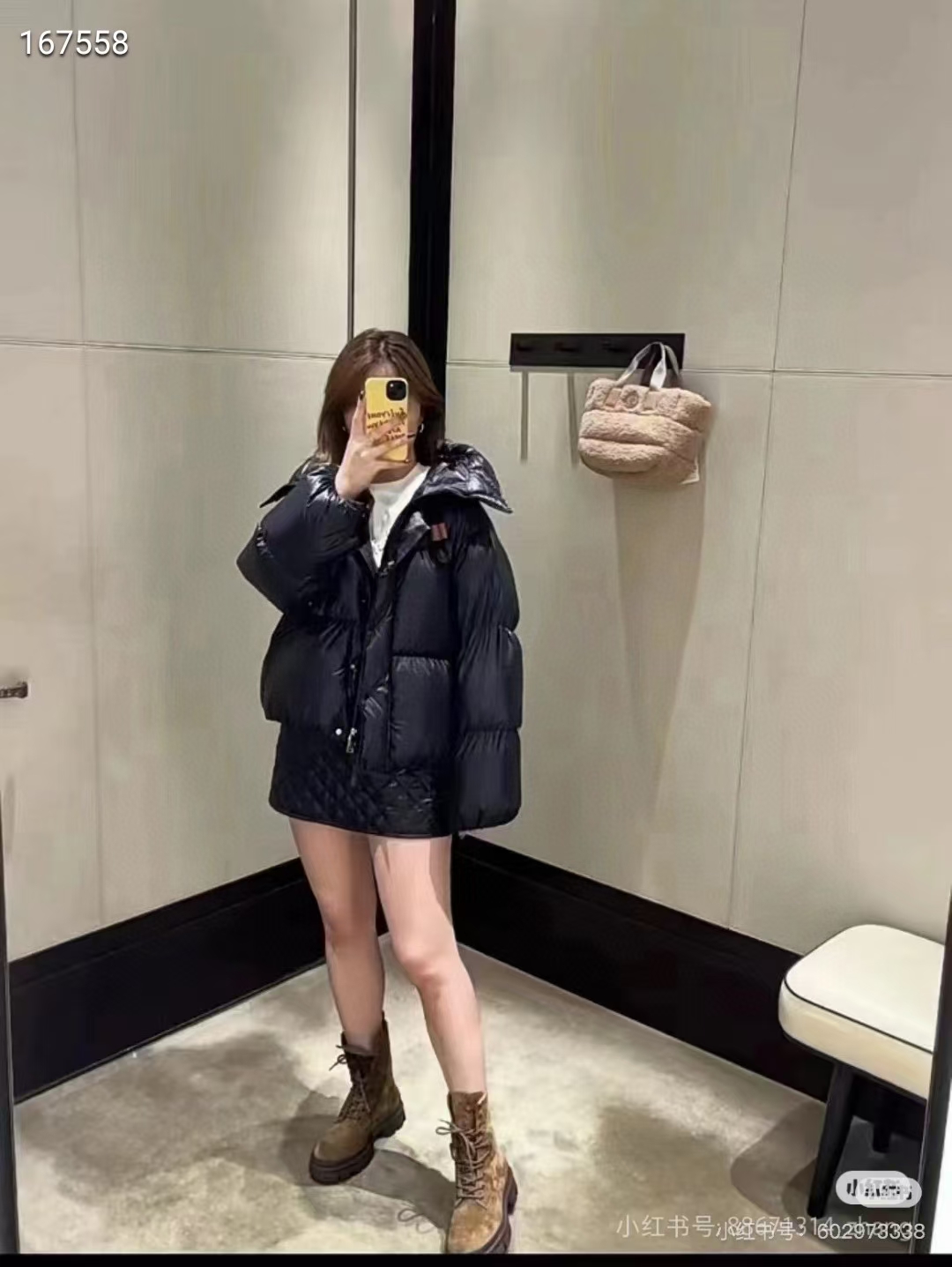 黑色上身效果图～蒙口 Moncl*r Borey 女款 羽绒服 ～