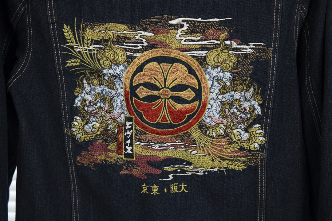 YAO T11 Cowboy Jacket with Japanese Legend Embroidery and Double Dog Pattern - 图片 7