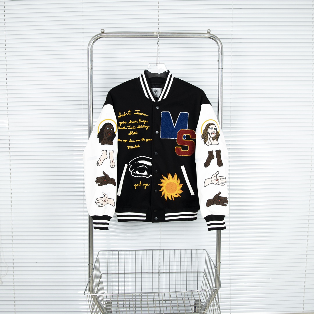 YAO C76 Embroidered Baseball Suit Jacket with Saint Michael Design - 图片 1