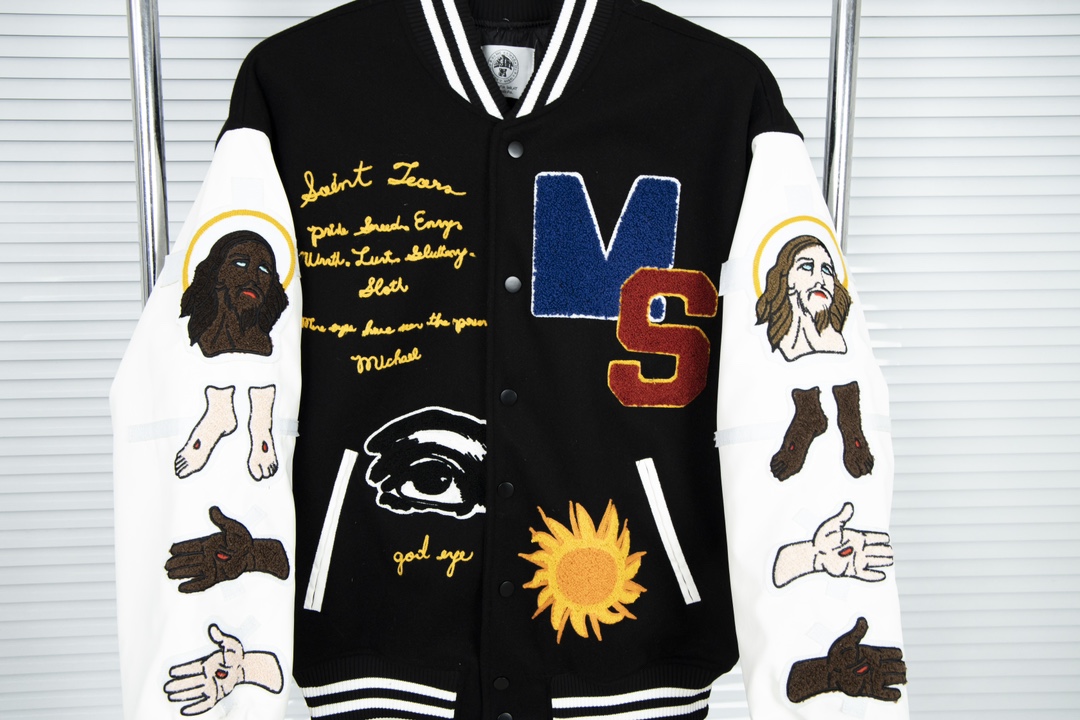 YAO C76 Embroidered Baseball Suit Jacket with Saint Michael Design - 图片 3