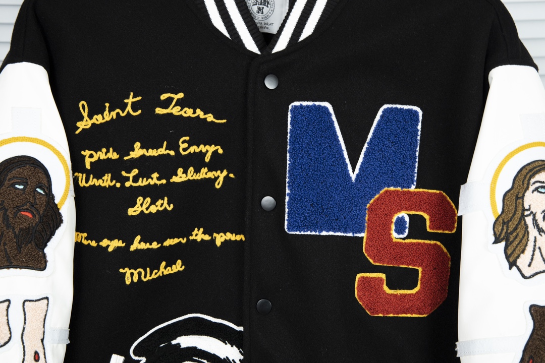 YAO C76 Embroidered Baseball Suit Jacket with Saint Michael Design - 图片 5