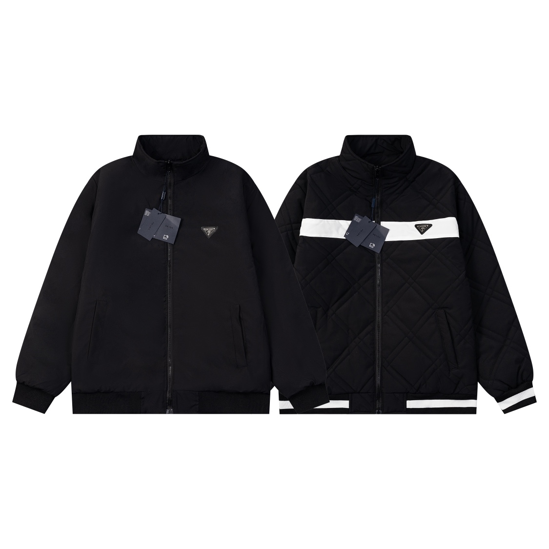 Prada New Triangular Labels Two-faced Cotton Jacket: Prada’s Innovative Luxury Fashion for Men and Women - 图片 1
