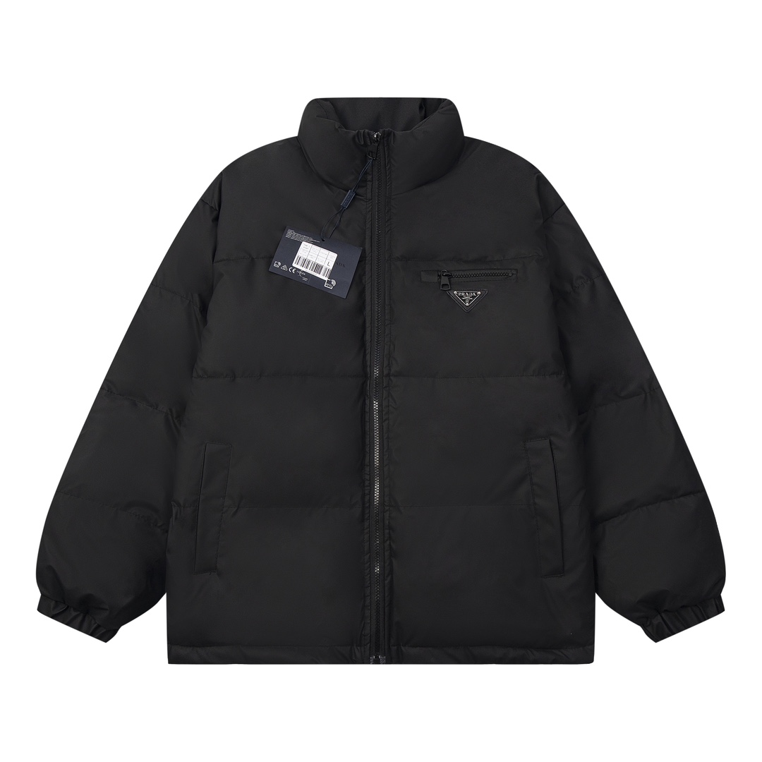 Prada Cotton Coat: Original Design, Custom Details for Success, Unisex Style, Black, S-XL - 图片 1