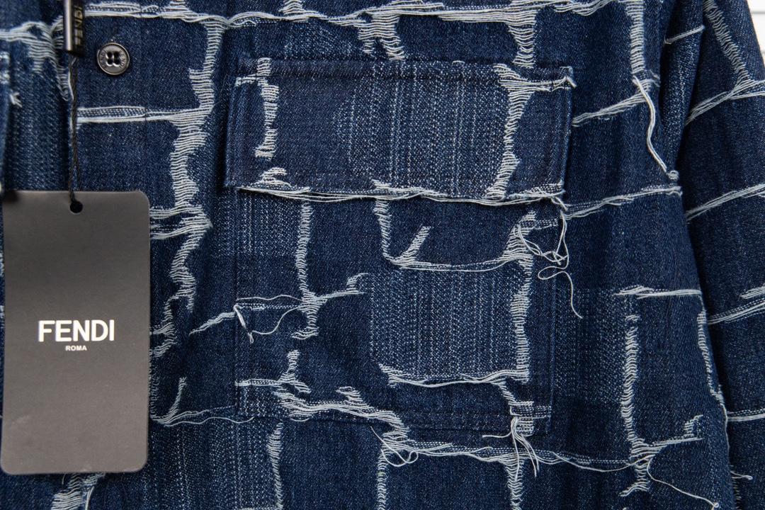2024 FENDI Logo High-End Shirt Collection in Blue: Tailored Excellence and Quality - 图片 8