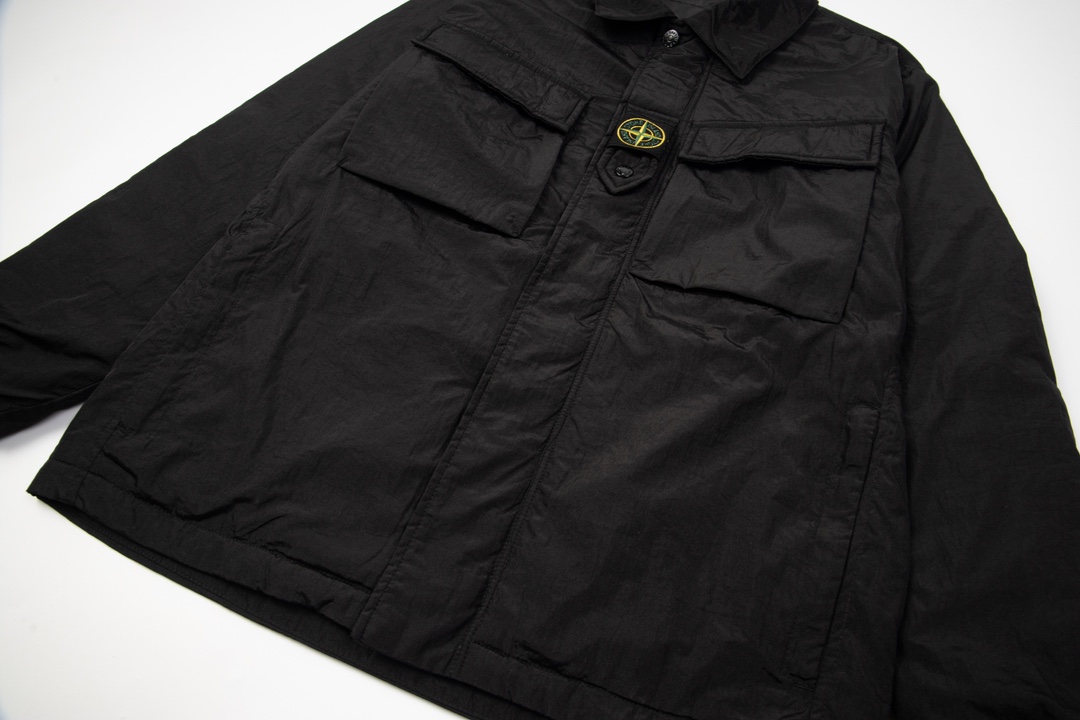 Stone Island FW23 Cotton Jacket: Innovative Design, Reflective, Waterproof, Sky Blue/Black, Sizes M-2XL - 图片 4