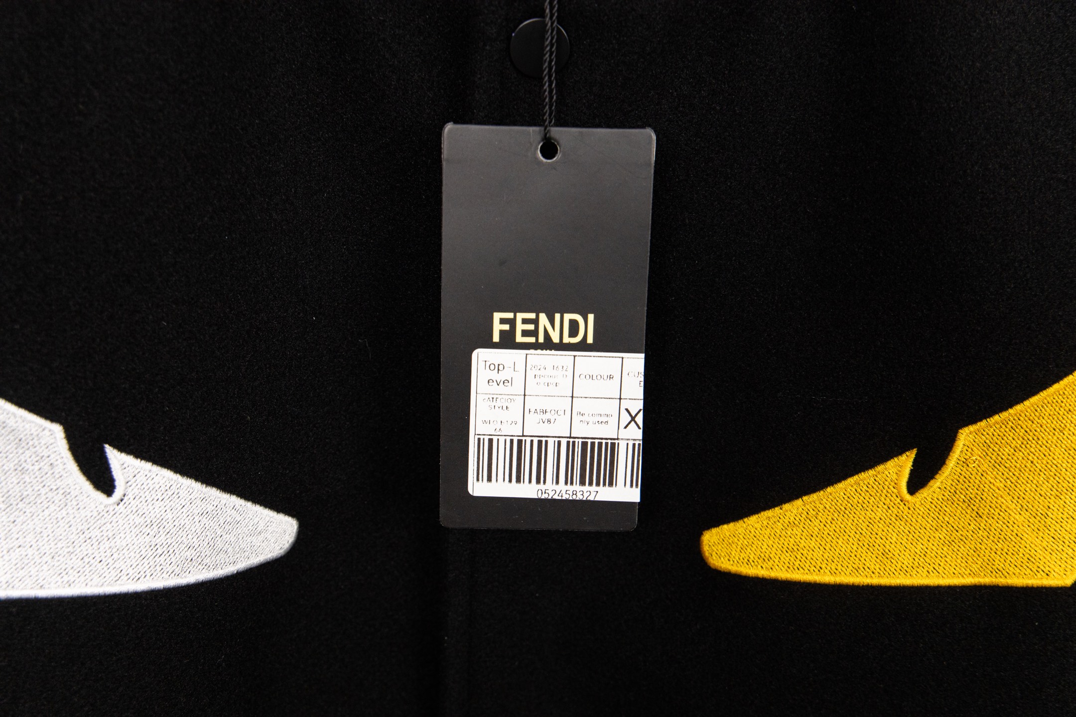 FENDI Eyeball Jacket: High-Density Embroidery, Premium Quality, Youthful Style, Black, Size XL. - 图片 3