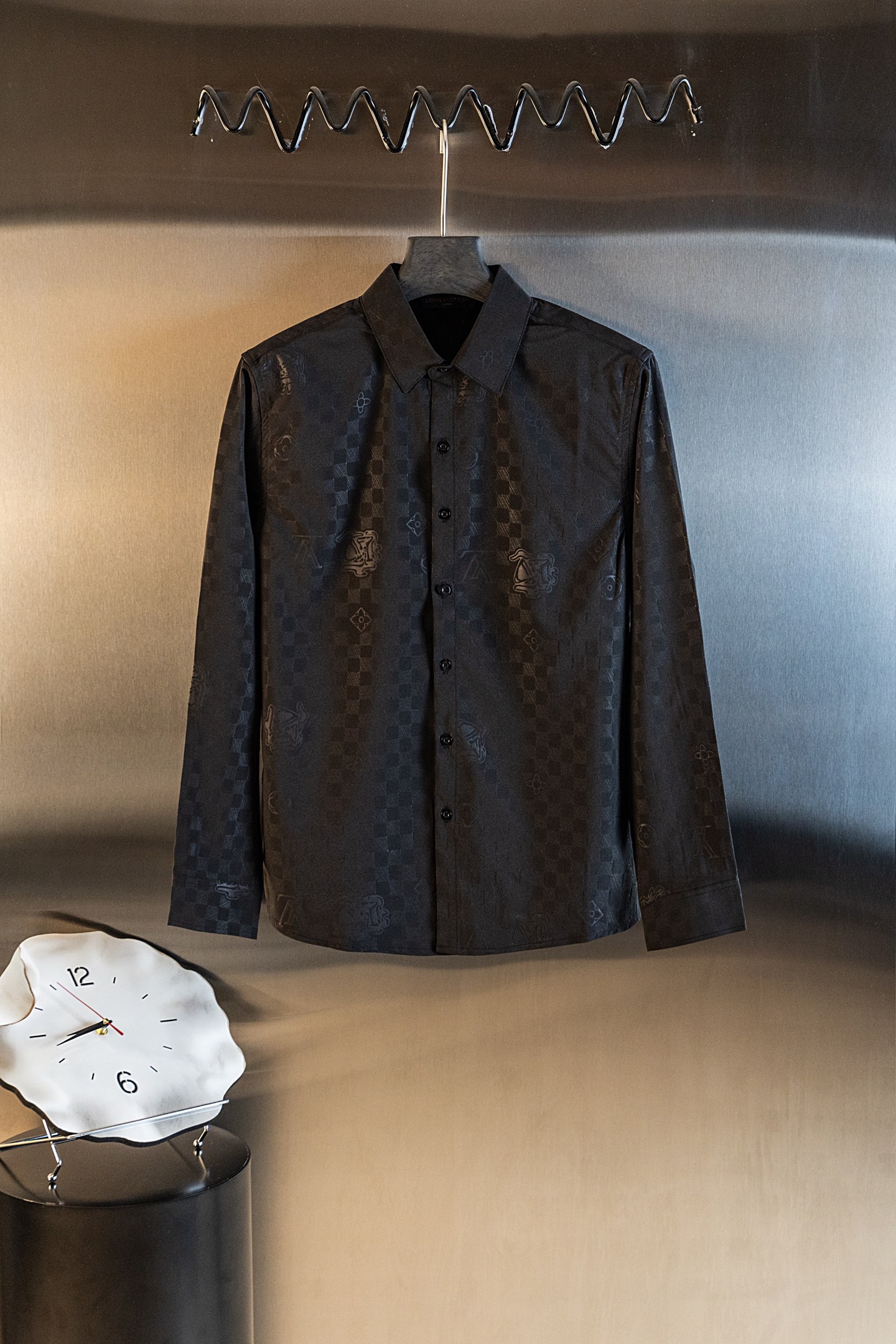P105 Nº de modelo: G207 LouisVuitton Camisa casual de manga larga unisex con estampado completo de gofrado 3D y patrón …