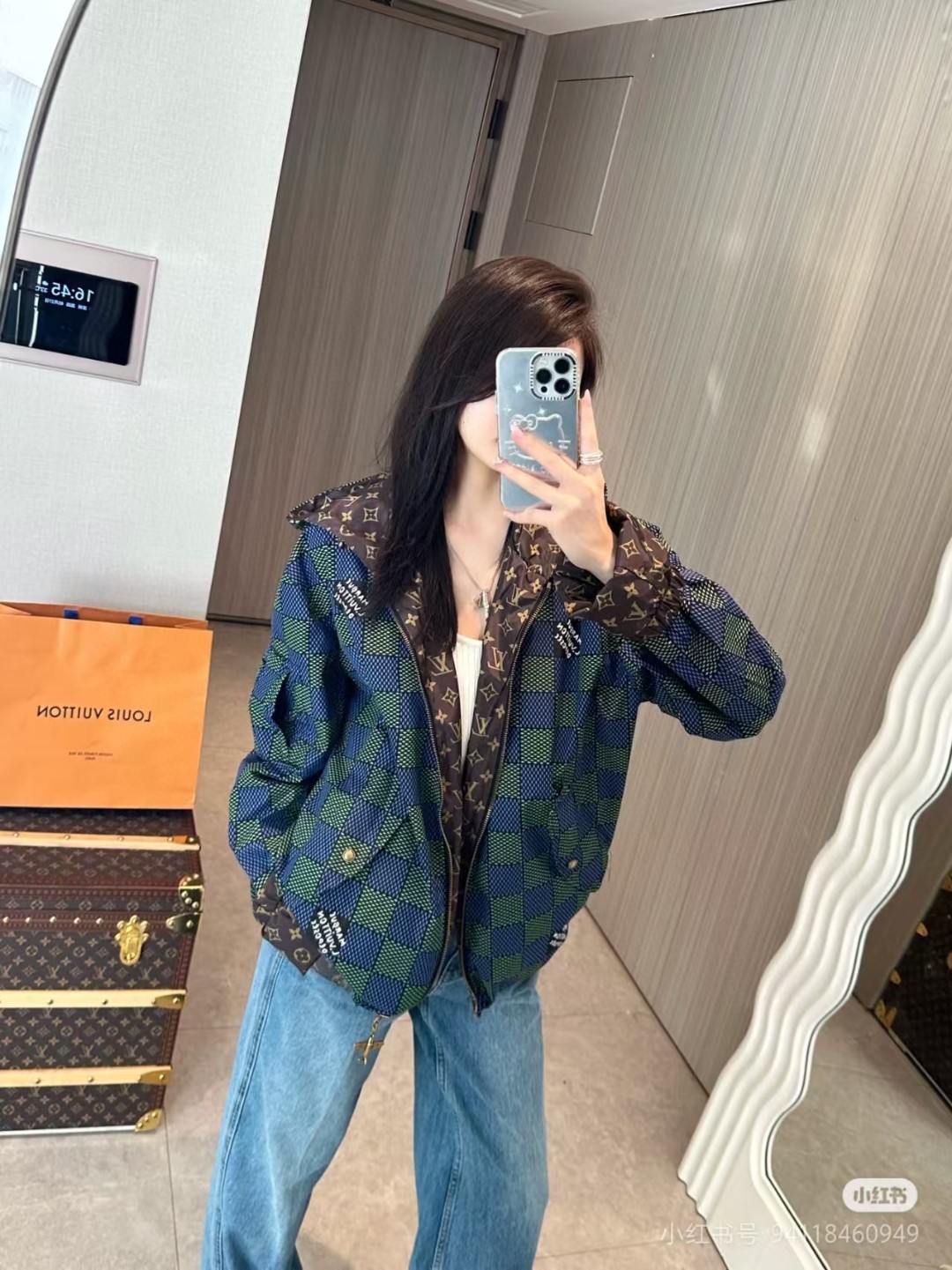 Louis Vuitton路易威登25ss新款小飞机棋盘格双面夹克外套 上身效果#