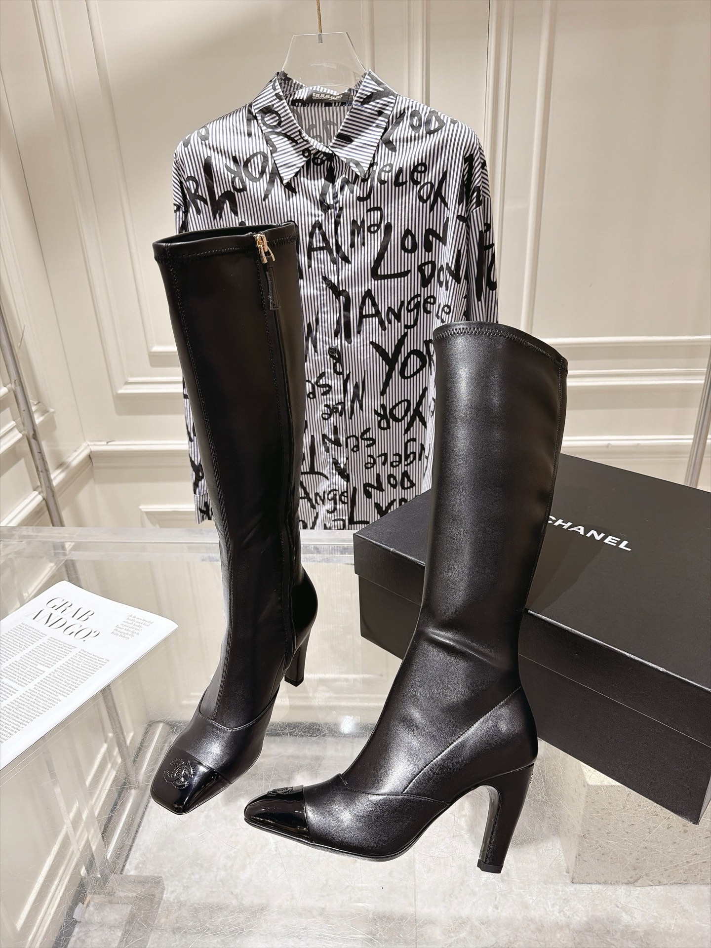 Chanel Brown Pointed Knee-High Boots