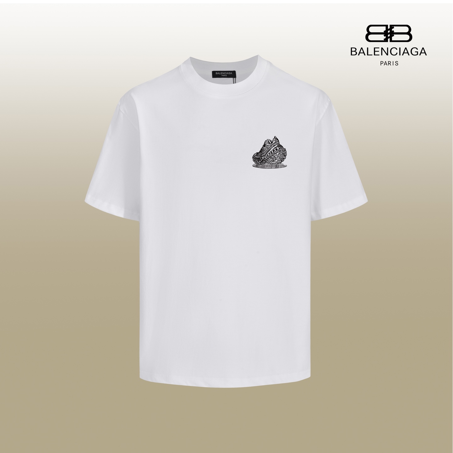 Balenciaga Logo Print Crew Neck Cotton T-Shirt Short Sleeve for Men and Women