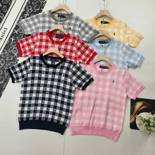 Ralph Lauren Women's Gingham Knit Tee with Embroidered Pony Logo 1 Ralph Lauren Women's Gingham Knit Tee with Embroidered Pony Logo