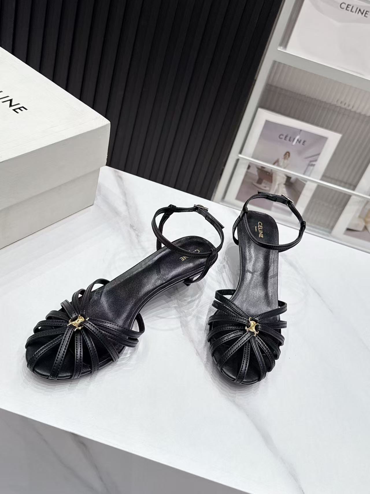 Celine Strappy Kitten Heel Sandals