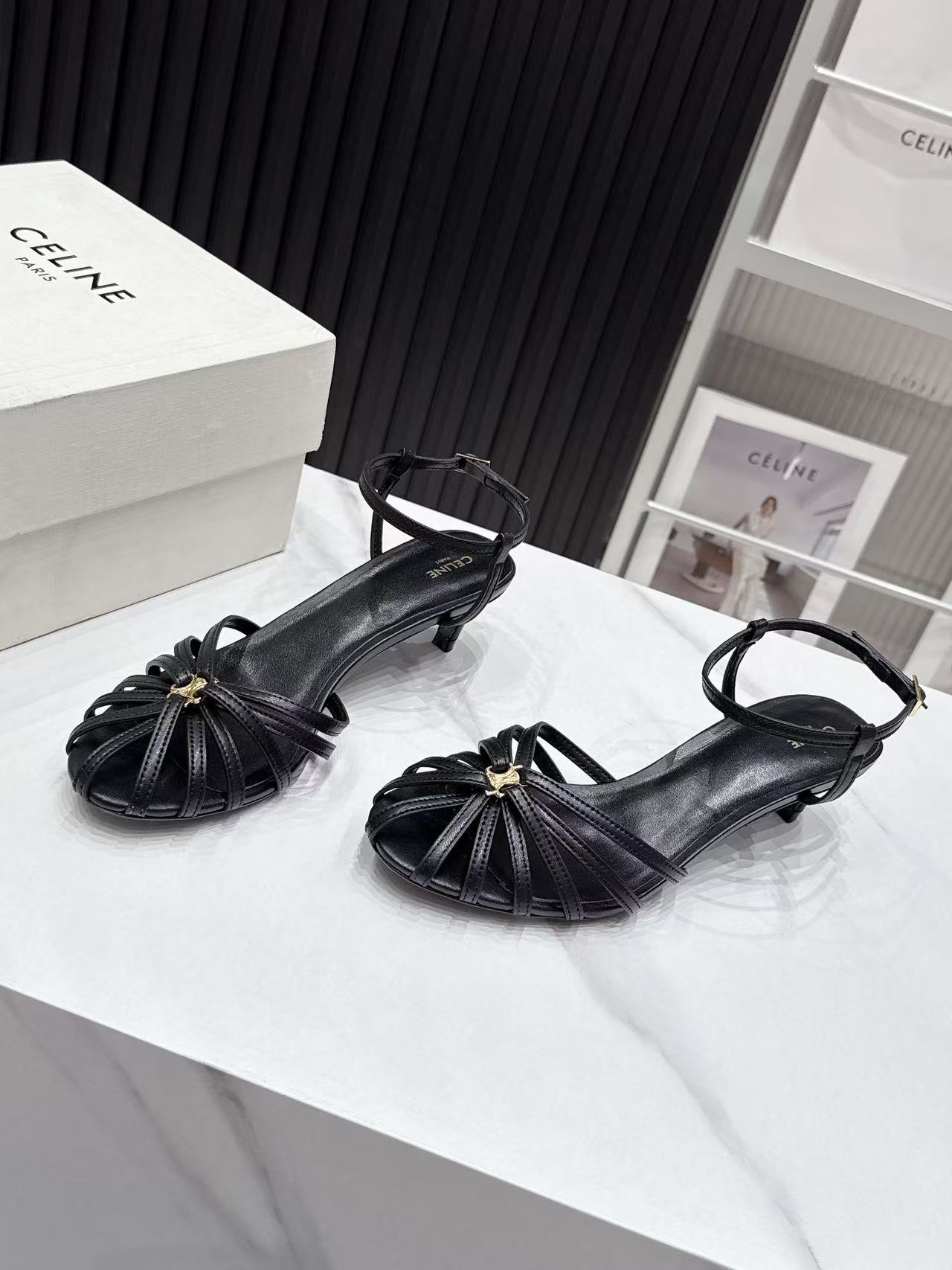 Celine Strappy Kitten Heel Sandals