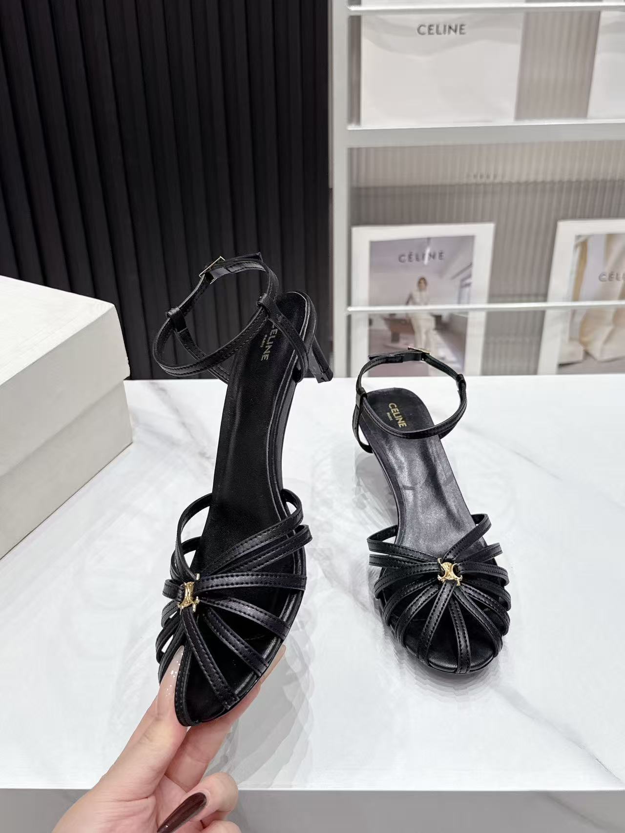 Celine Strappy Kitten Heel Sandals