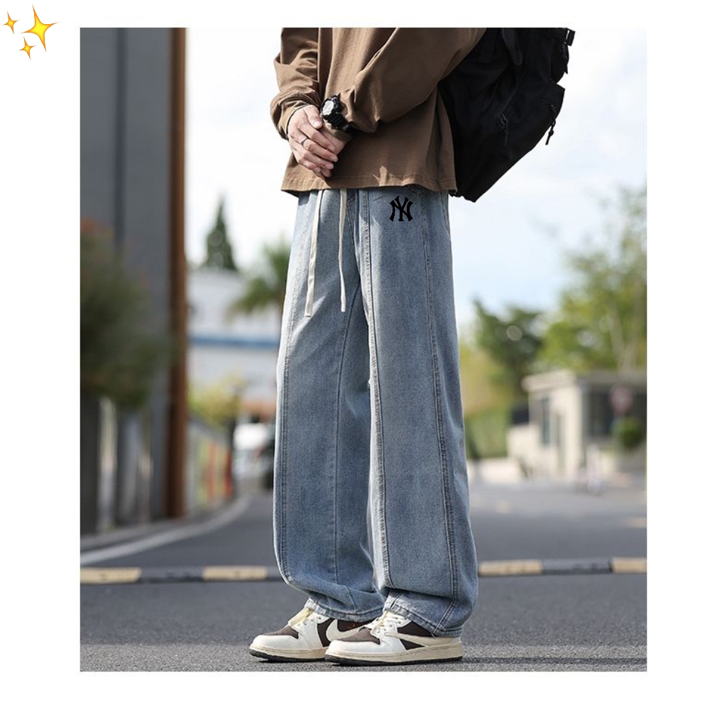 供货价:90💰『高瑞轻量化』常熟特别货,极致做工贸易款,原包装+原吊牌
       MLB/NY洋基队 2025新款潮牌ins高街休闲水洗直筒牛仔裤百搭男女休闲拖地长裤四季款
出行必备
牛仔裤是近几年衣柜里必不可少的,无论长短,牛仔裤的实用性&休闲感都是一流的,其实普通的牛仔裤对于穿法和搭配还是挺讲究的,让牛仔裤变开了百搭神器,无论是普通的棉鞋,运动鞋,还是高邦的帆布鞋或者皮靴,都能穿出最时尚的花,对于上衣的搭配也很随性,怎么穿都好看。
潮范机能 水洗设计 个性十足 不起球不变形透气舒适 活性定染工艺 不褪色 加厚水洗斜纹工装棉面料,不粘毛,不掉色,上身立体有型,裤身LOGO简约印花,不变形不脱落,做工复杂精致,绝对的原单品质。 
颜色:浅蓝 深怀旧 蓝灰 黑色
尺码表:M-3XL
尺码详情看图九