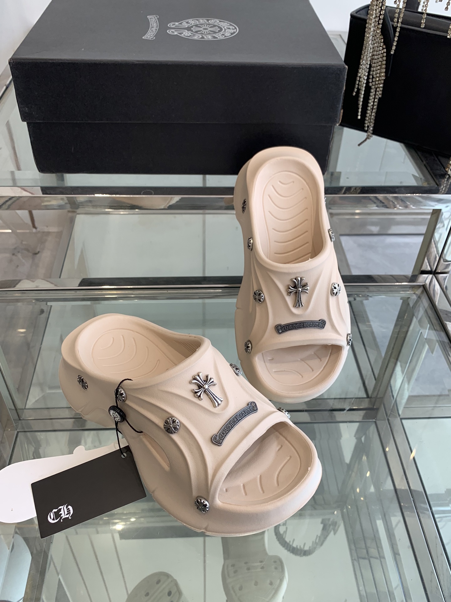 Trendy Summer Lazy Slippers: Chrome Hearts Crots, 400 Pounds, Various Sizes. - 图片 7