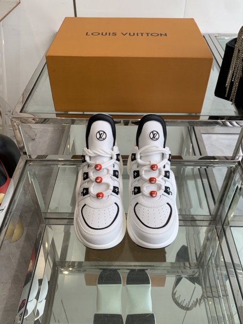 Louis Vuitton Arched Bridge White Leather Sneakers Lace-Up Platform Shoes 1 Louis Vuitton Arched Bridge White Leather Sneakers Lace-Up Platform Shoes