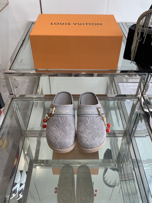 Louis Vuitton To-Go Comfort Monogram Canvas Adjustable Buckle Sandals in Gray 1 Louis Vuitton To-Go Comfort Monogram Canvas Adjustable Buckle Sandals in Gray
