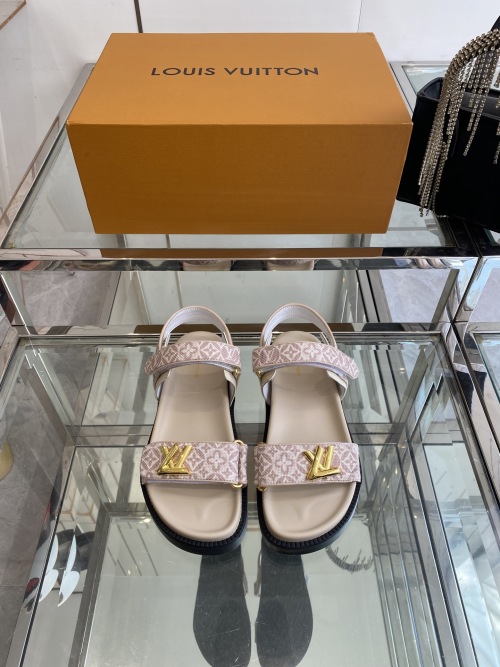 Louis Vuitton Monogram Jacquard Sandal Women's Summer Beach Shoes 1 Louis Vuitton Monogram Jacquard Sandal Women's Summer Beach Shoes