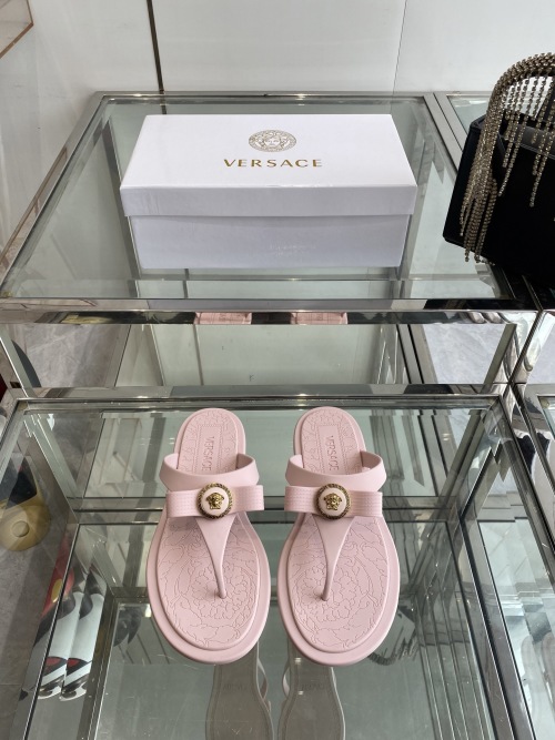 Versace Jelly Thong Sandals with Medusa Accent - Elegant & Comfortable 1 Versace Jelly Thong Sandals with Medusa Accent - Elegant & Comfortable