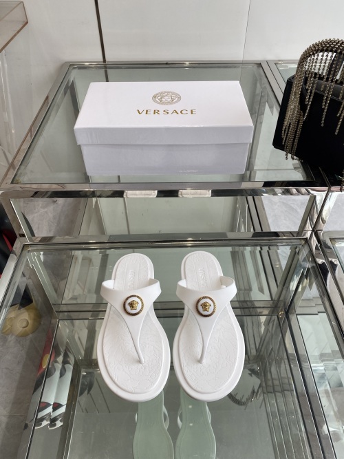 Versace Jelly Thong Sandals With Logo - Elegant & Casual Flip Flops 1 Versace Jelly Thong Sandals With Logo - Elegant & Casual Flip Flops