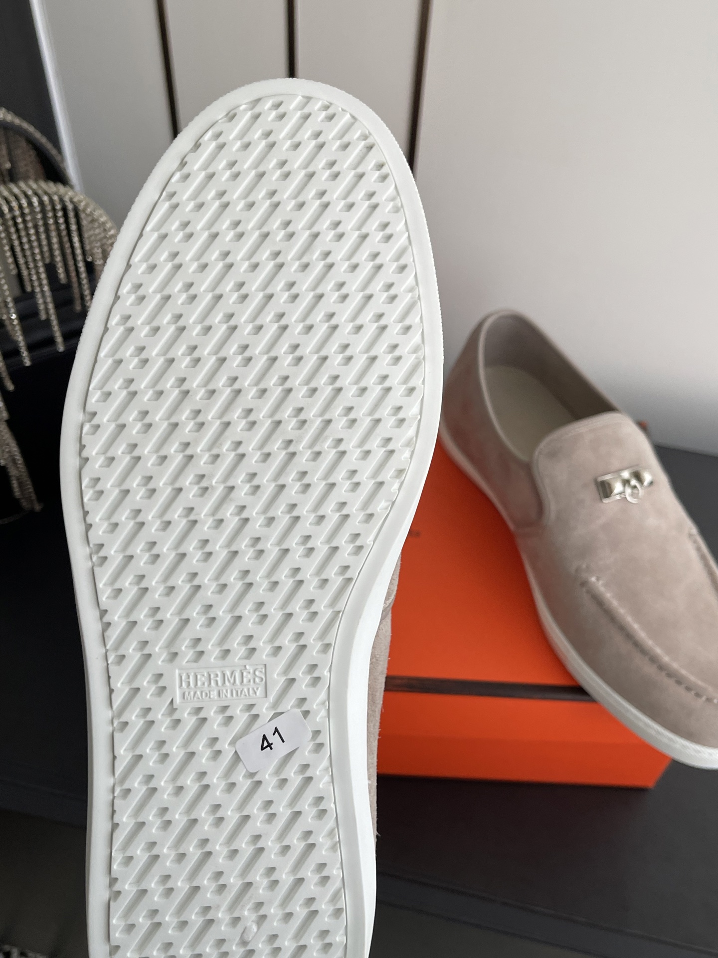 HERMÈS Destin Suede Loafers with Kelly Buckle
