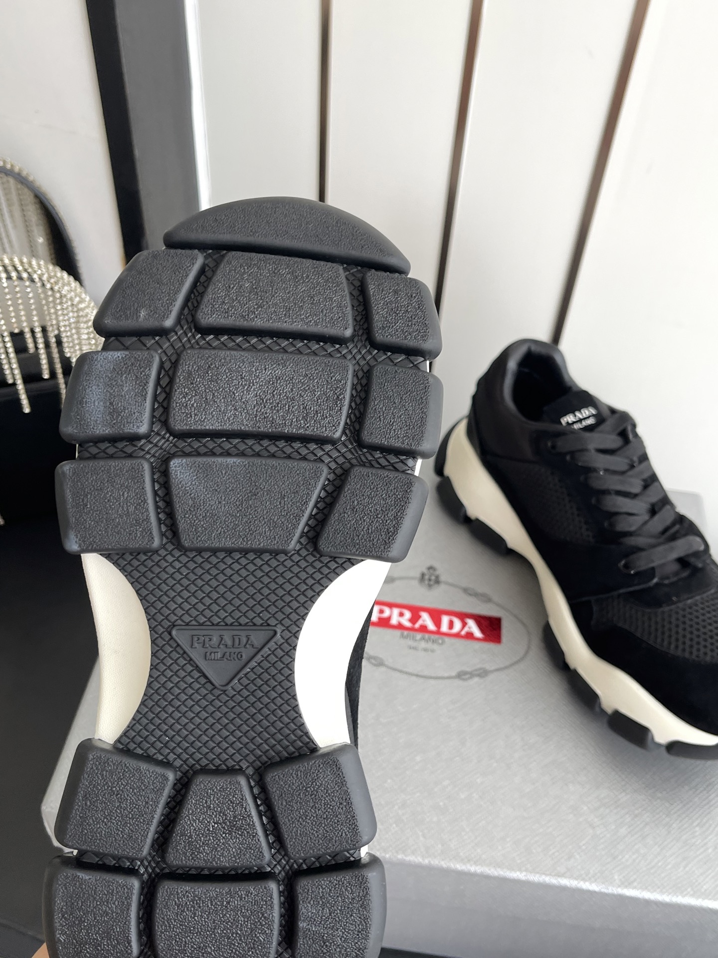 Prada Suede & Mesh Platform Sneakers