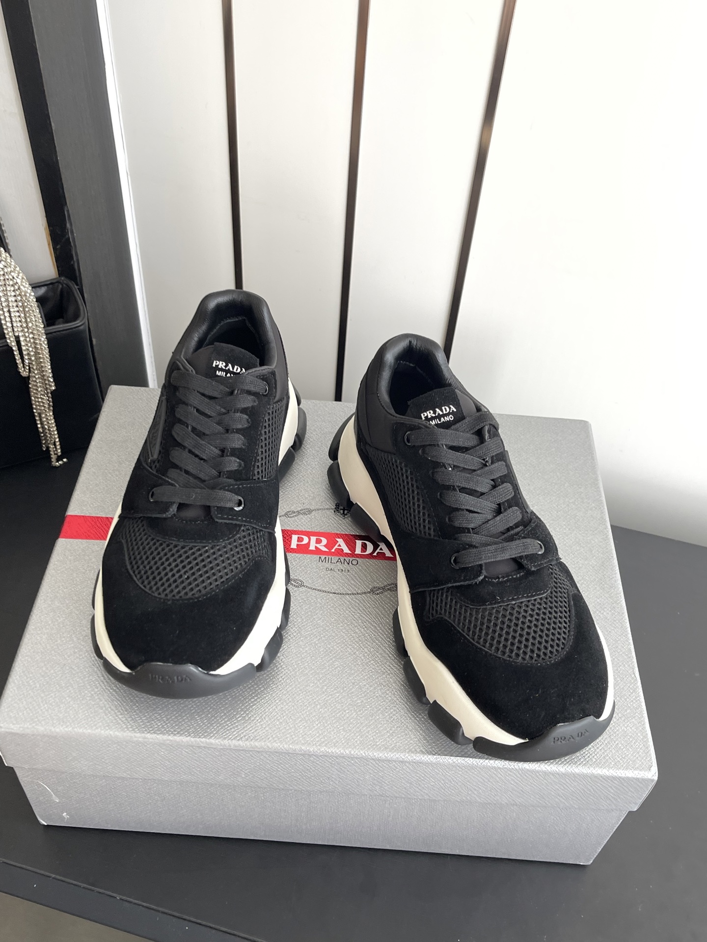 Prada Suede & Mesh Platform Sneakers