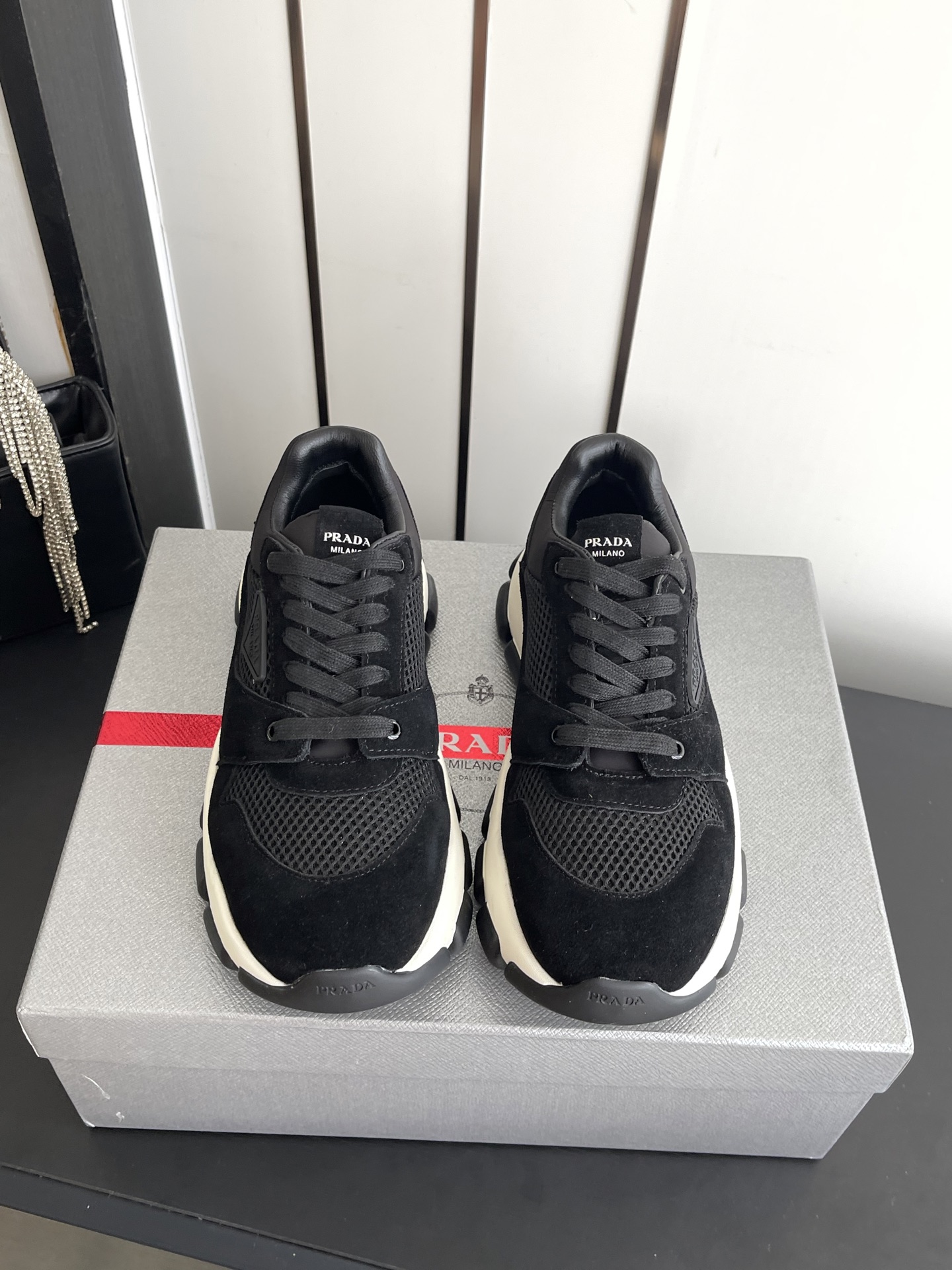 Prada Suede & Mesh Platform Sneakers