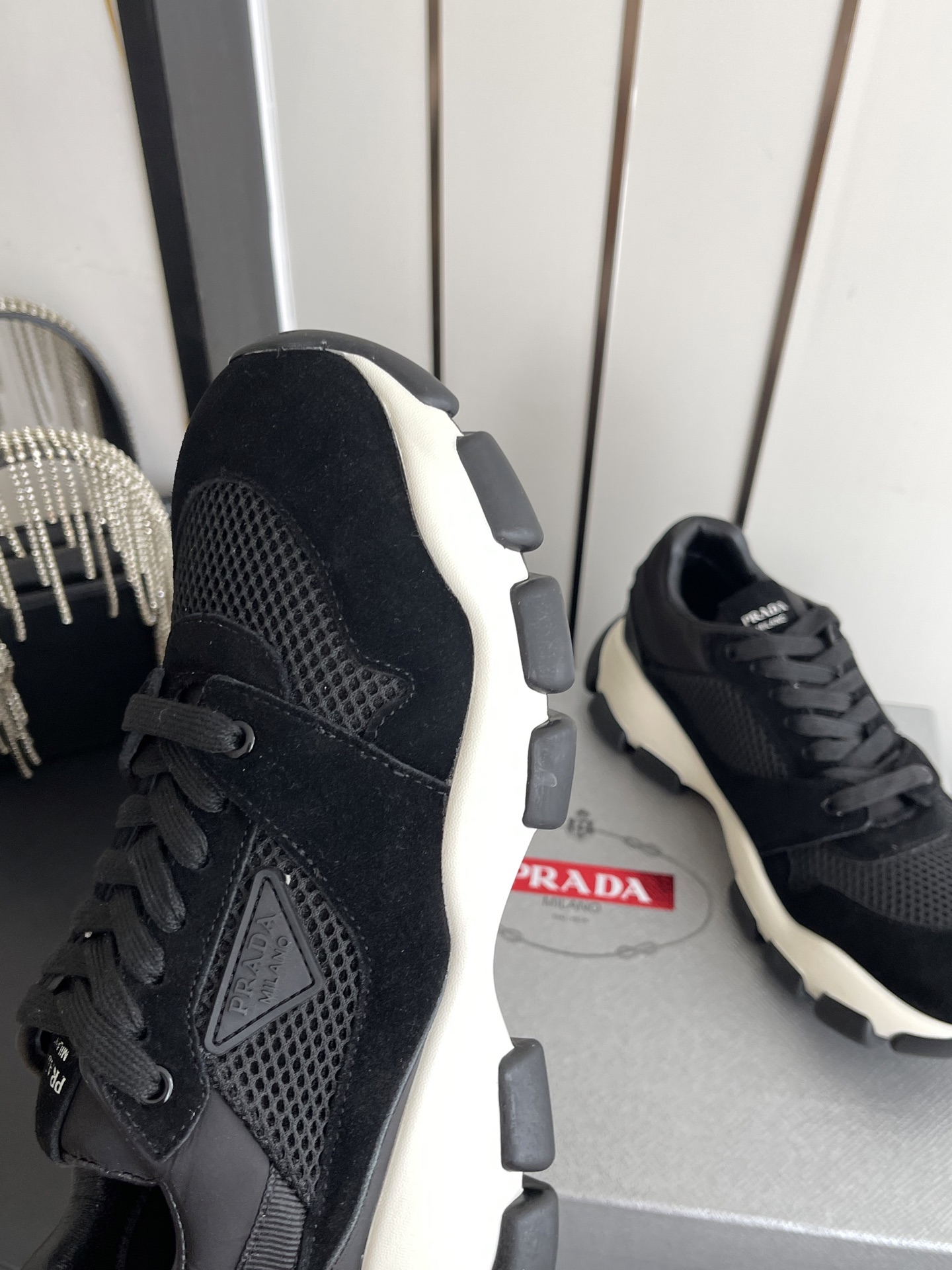 Prada Suede & Mesh Platform Sneakers