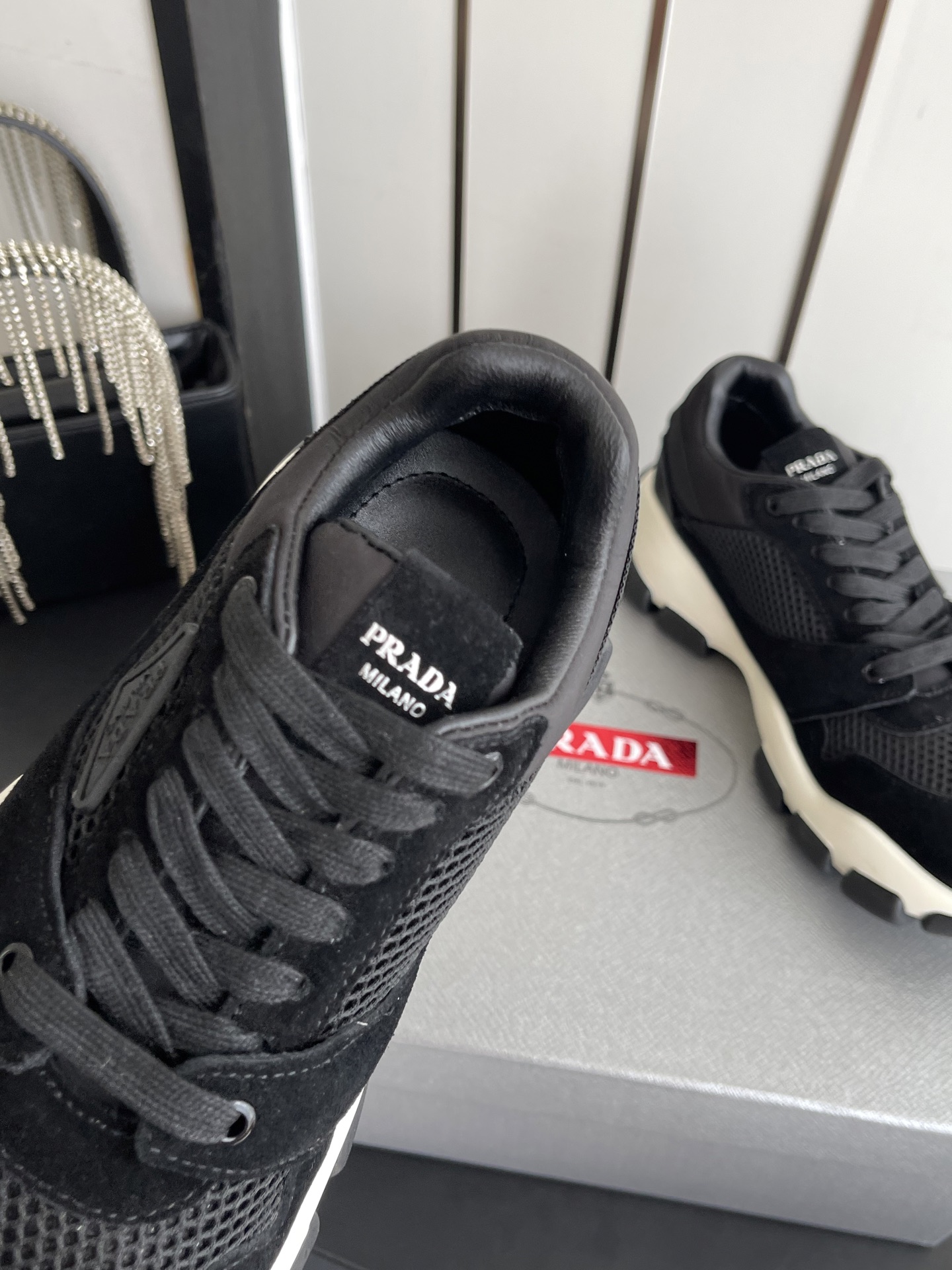 Prada Suede & Mesh Platform Sneakers