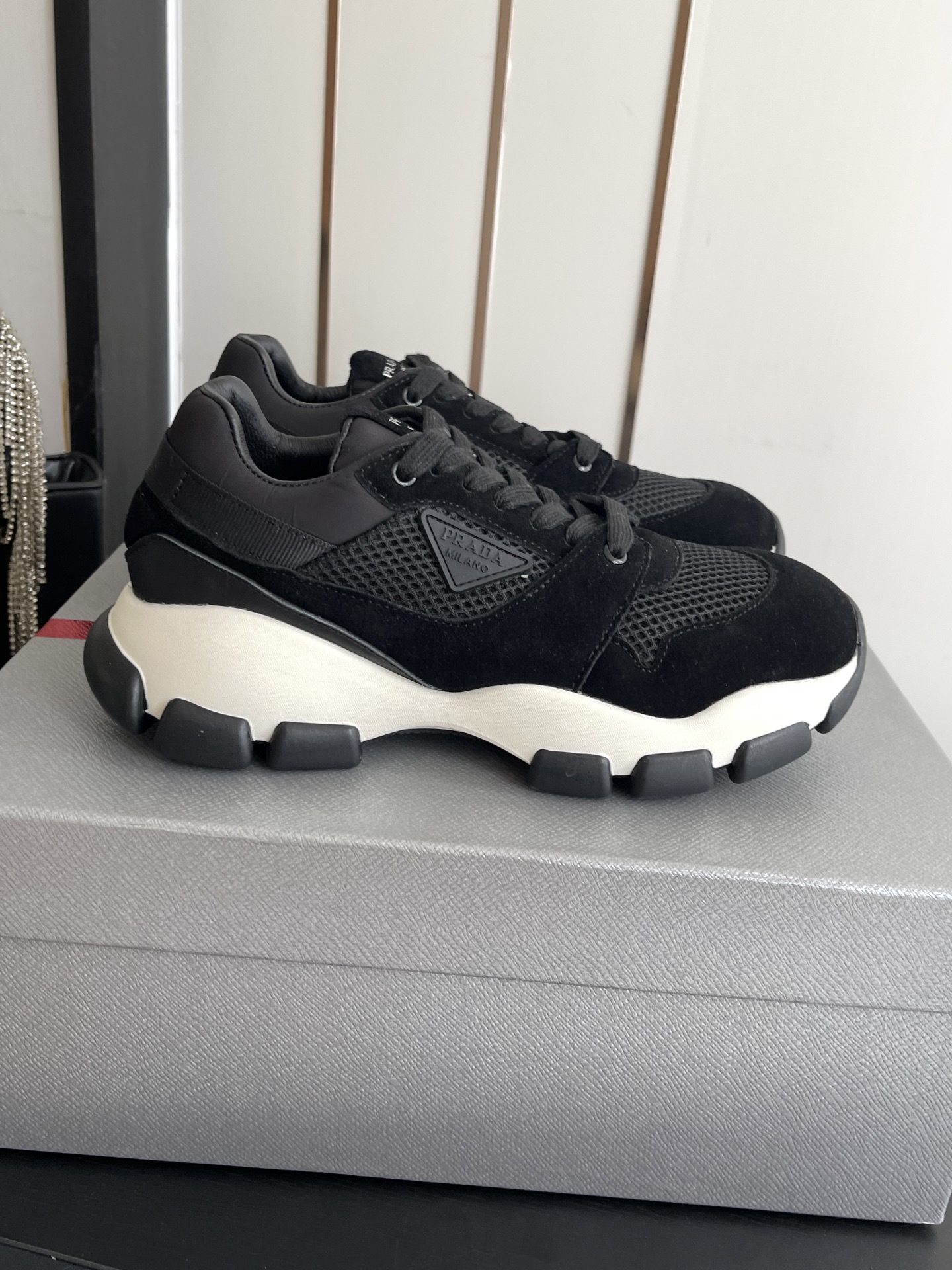 Prada Suede & Mesh Platform Sneakers