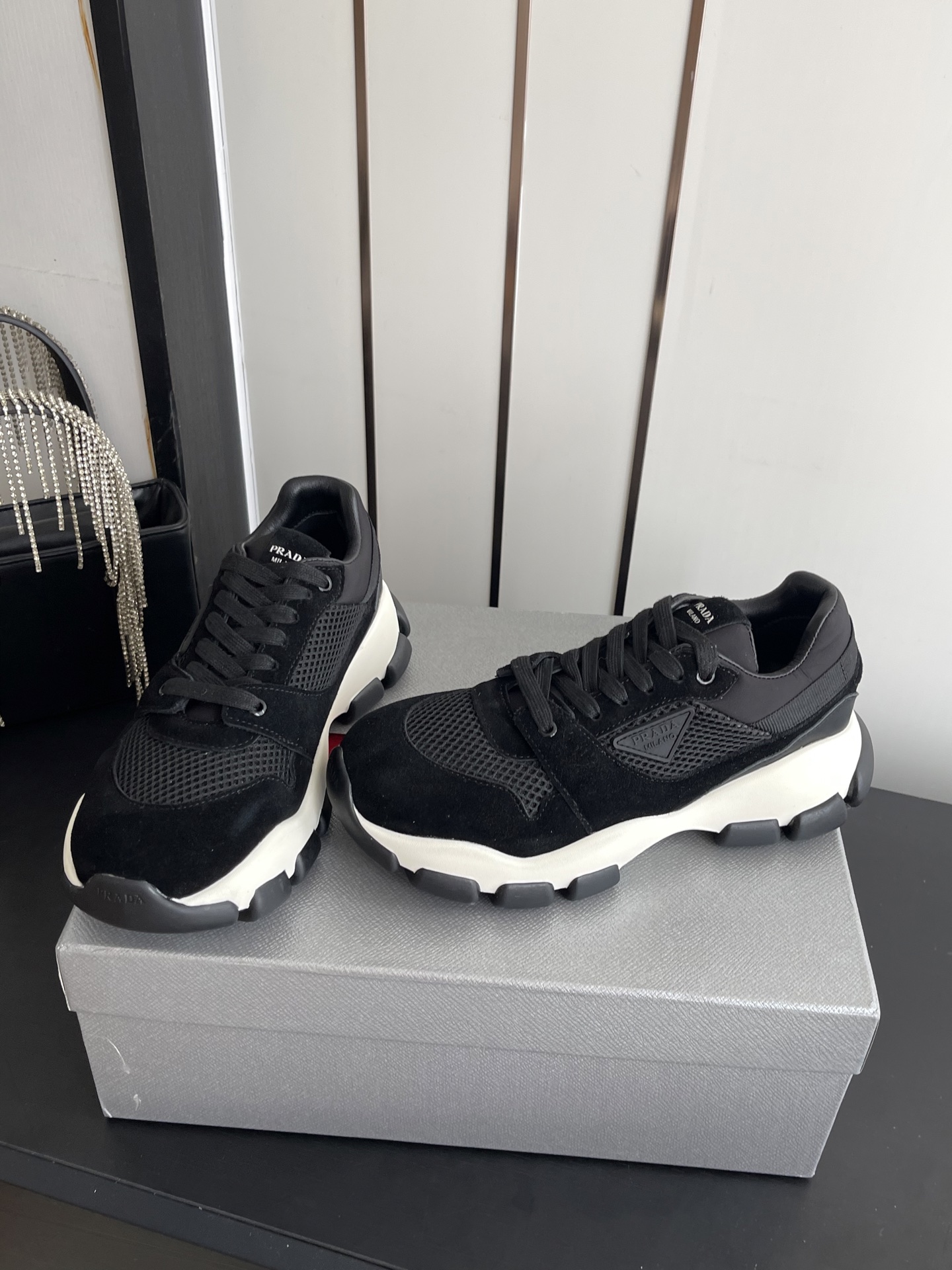 Prada Suede & Mesh Platform Sneakers