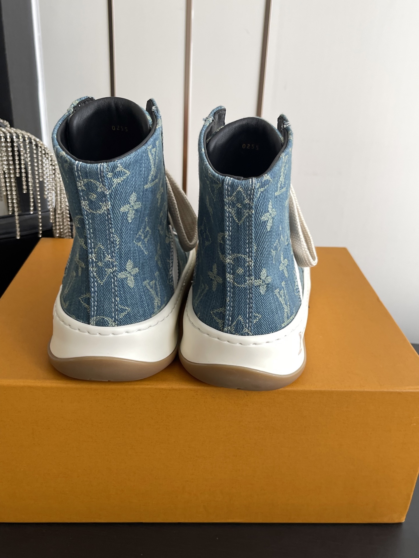 LV Monogram Denim High Top Canvas Sneakers