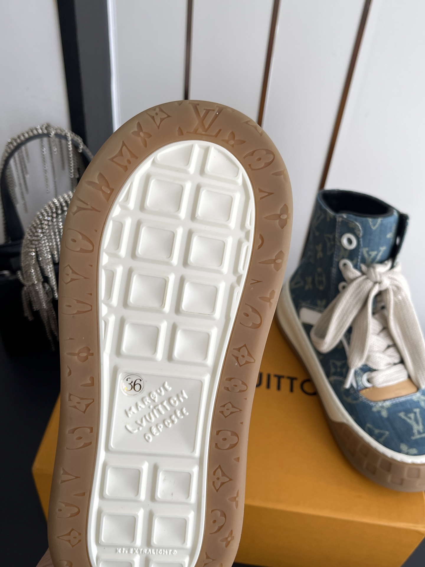LV Monogram Denim High Top Canvas Sneakers