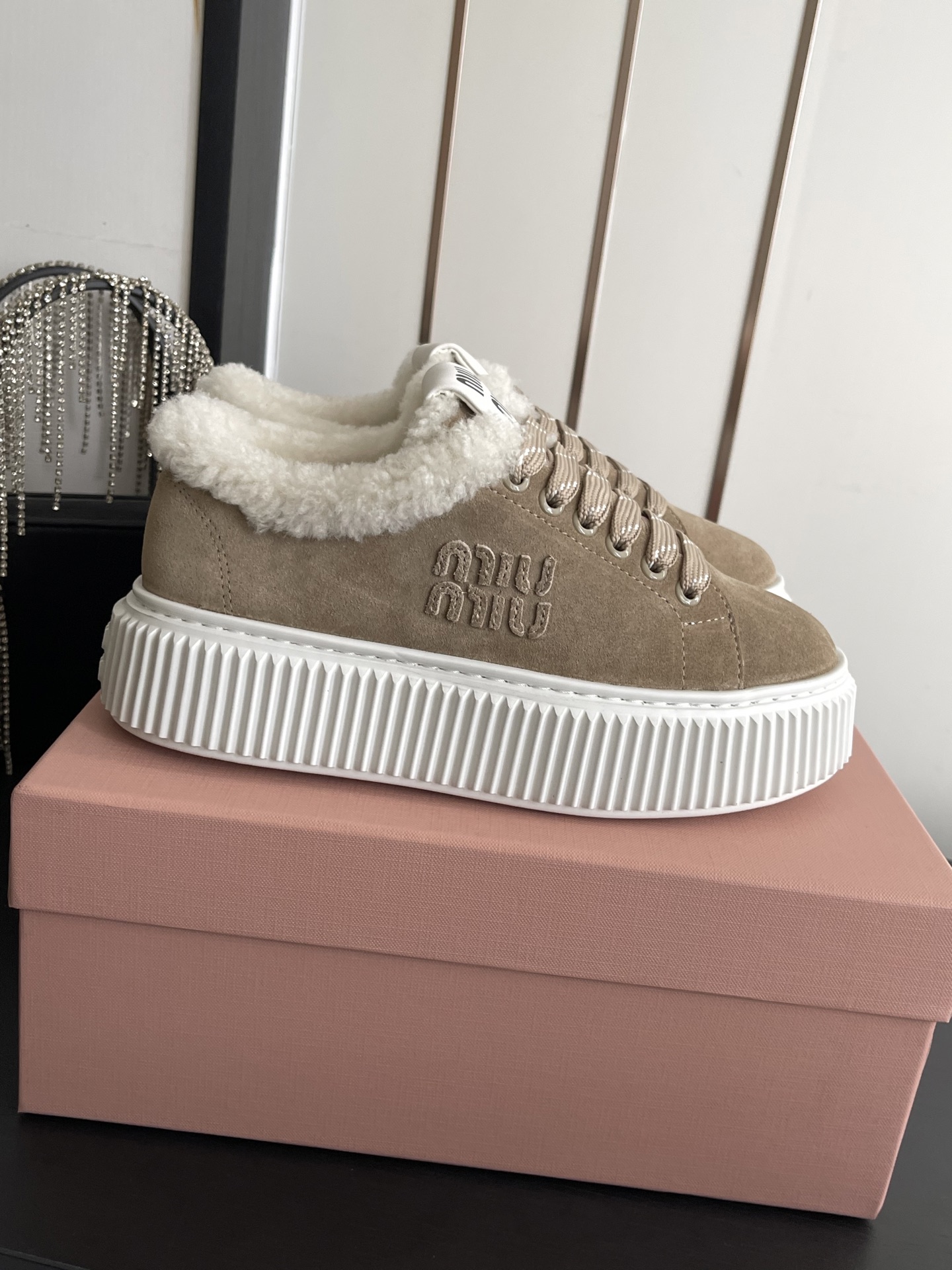 Beige Platform Sneakers